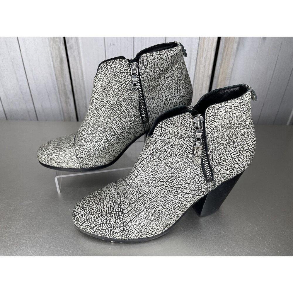 RAG & BONE Crackle Leather Newbury Double Zip Booties Boots Size 39.5 US 9.5